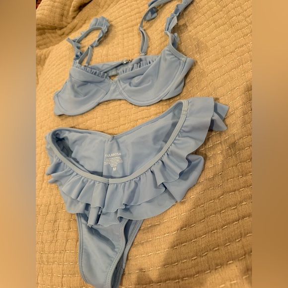 RARE NWOT Tularosa Fabiana Ruffle Powder Blue Bikini Set Size: Medium - Picture 7 of 10